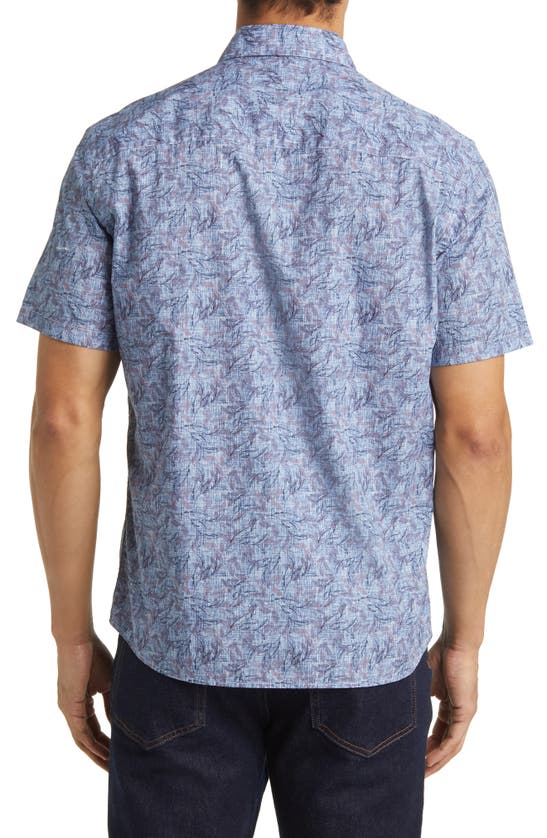 Shop Robert Barakett Fern Leaf Print Short Sleeve Button-up Shirt In Blue