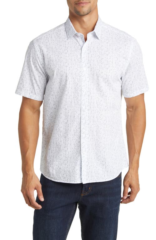 Robert Barakett Bozeman Scratch Print Short Sleeve Button-Up Shirt in White at Nordstrom, Size Medium