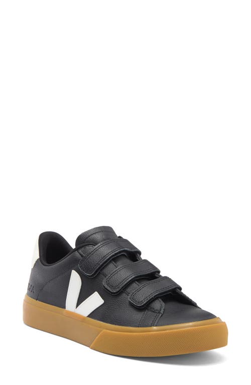 Veja Recife Logo Leather Sneaker In Black White