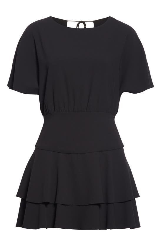Shop Alice And Olivia Palmira Tie Back Ruffle Tiered Minidress In Black