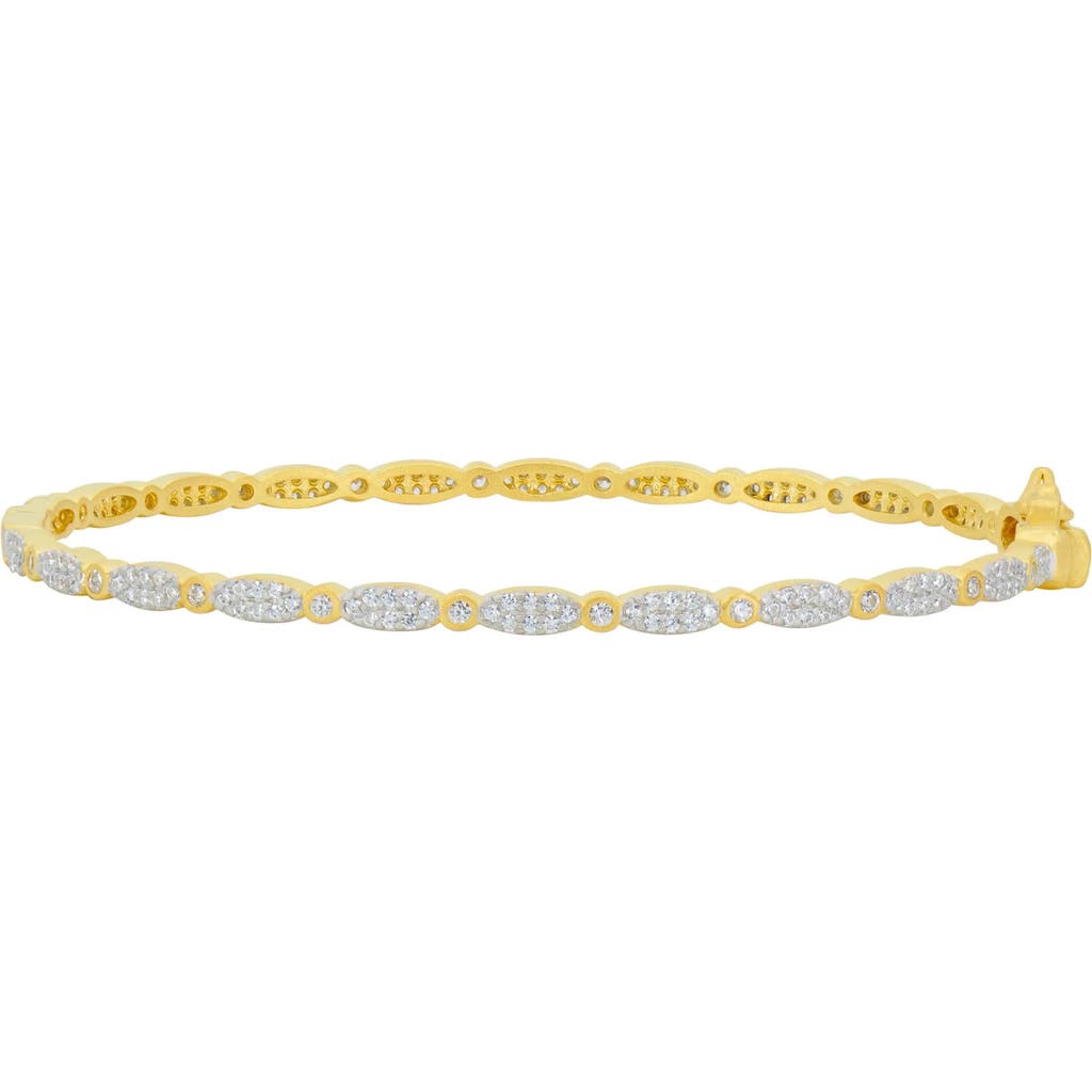 FREIDA ROTHMAN Marquise Pavé Hinge Bangle in Gold And Silver