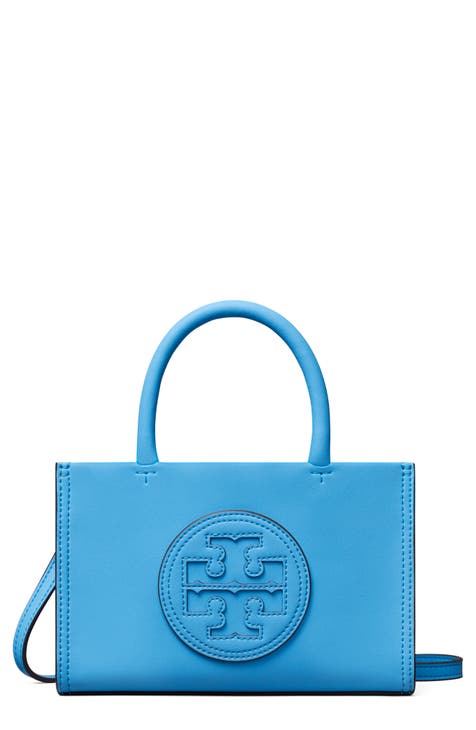 Tory Burch Mini T Monogram Denim Bucket Bag Pearl Blue Women