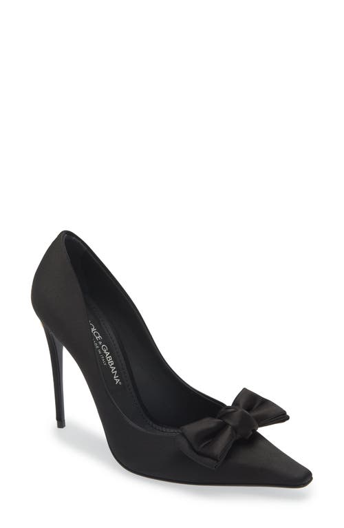 Shop Dolce & Gabbana Dolce&gabbana Mun Bow Satin Pump In Nero/nero