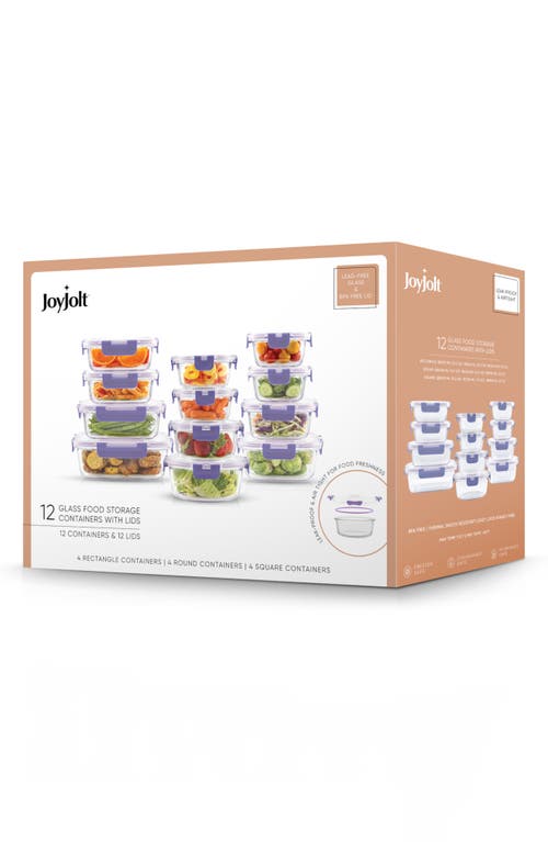 Shop Joyjolt 24-piece Glass Food Storage Containers With Lids In Clear/purple
