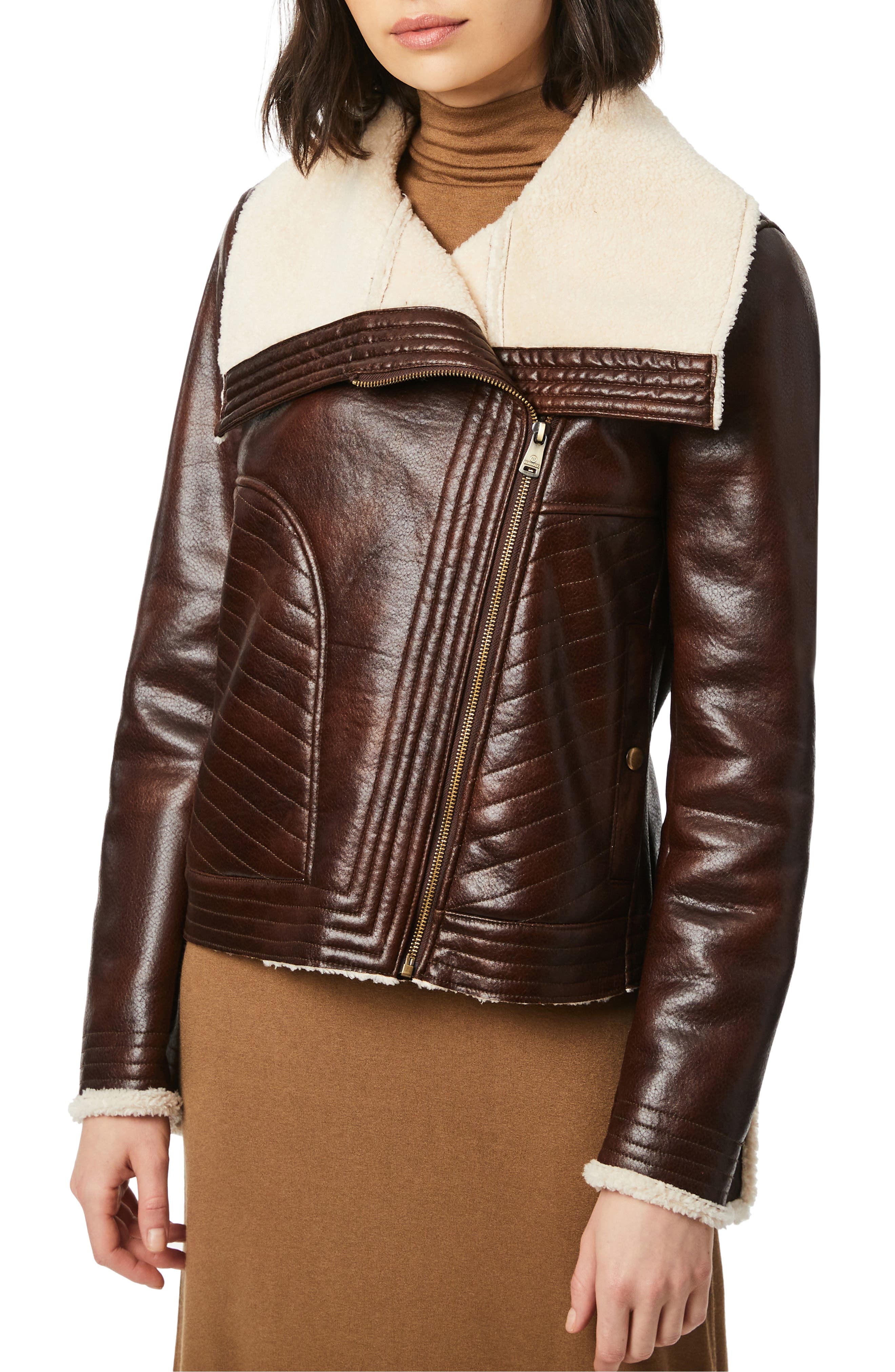 faux shearling moto jacket