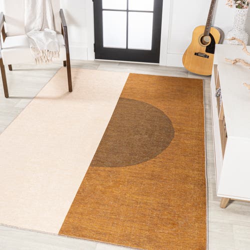Jonathan Y Demie Minimalist Graphic Circle Machine-washable Area Rug In Brown/cream/terracotta