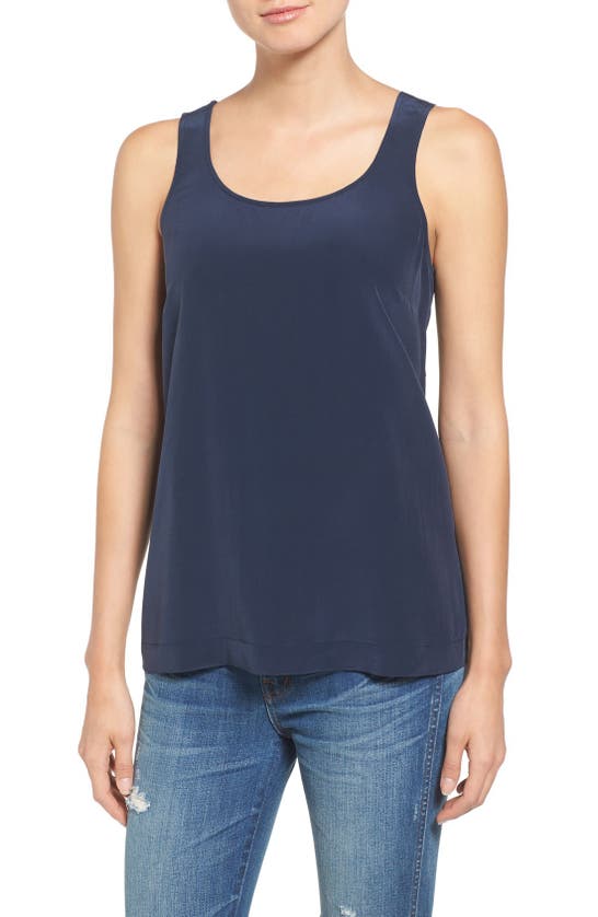 Madewell 'lookout' Bow Back Silk Tank In Blue