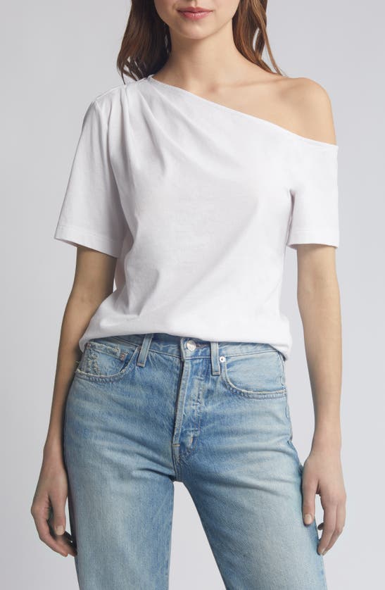 Shop Nation Ltd Randa Draped One-shoulder Cotton Top In White
