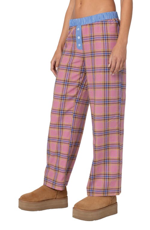 Edikted Plaid & Stripe Pants In Pink
