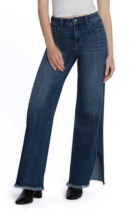 Express Mid Rise Light Wash Front Vent '70S Flare Jeans, Women's