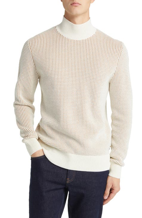 Sweaters for Men - Men Turtleneck Cable Knit Sweater (Color : White, Size :  Small)