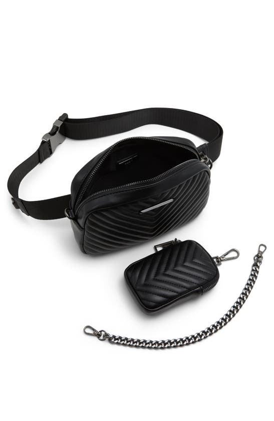 Shop Aldo Zinka Quilted Faux Leather Belt Bag In Black/ Black