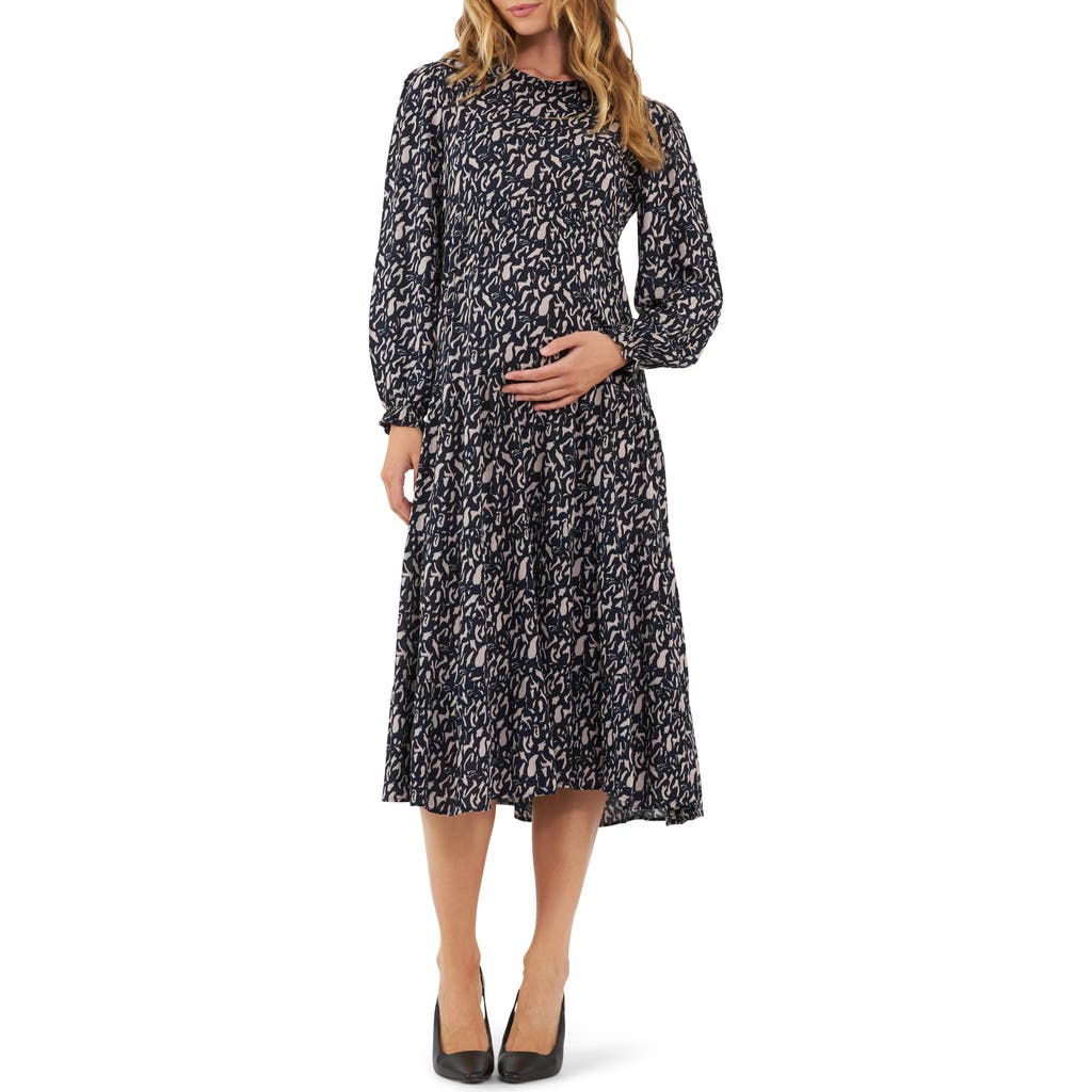 Ripe Maternity Izzie Tiered Maternity Dress in Midnight /Mocha