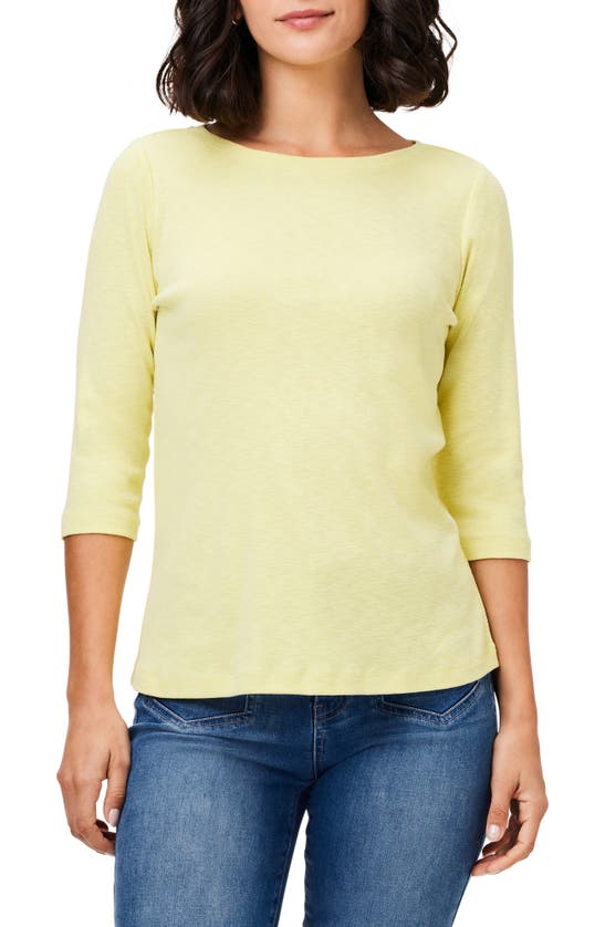 Nzt By Nic+zoe Boat Neck Cotton T-shirt In Citrus