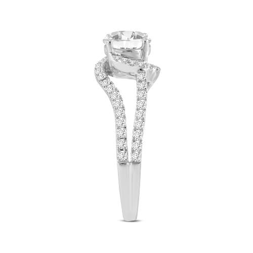 Luvmyjewelry Clemence 14k White Gold Round Cut Lab Grown Diamond Spiral Halo Engagement Ring In 14k White Gold