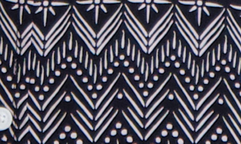 Karl Lagerfeld Trim Fit Geometric Print Short Sleeve Button-up Shirt In Black
