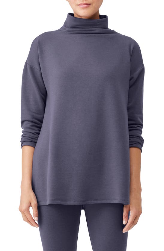Eileen Fisher High Funnel Neck Tunic Sweater In Twilight