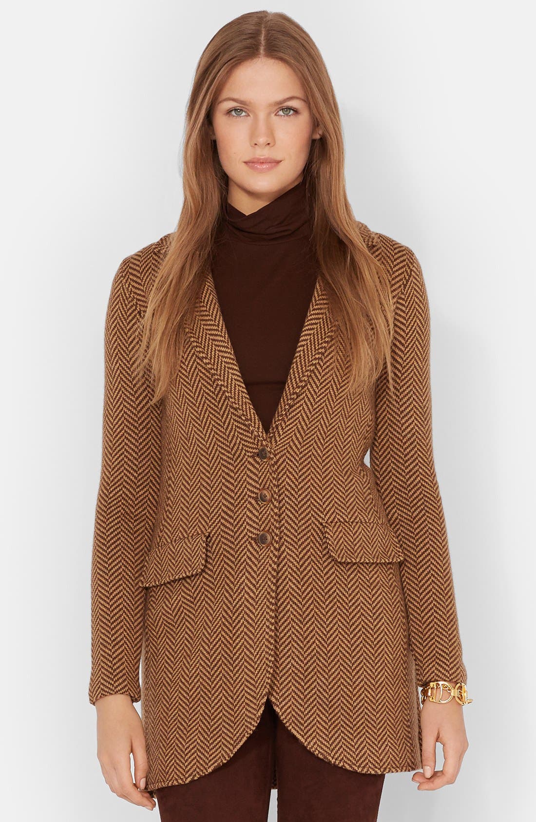 Lauren Ralph Lauren Wool Blend Herringbone Coat Regular Petite 