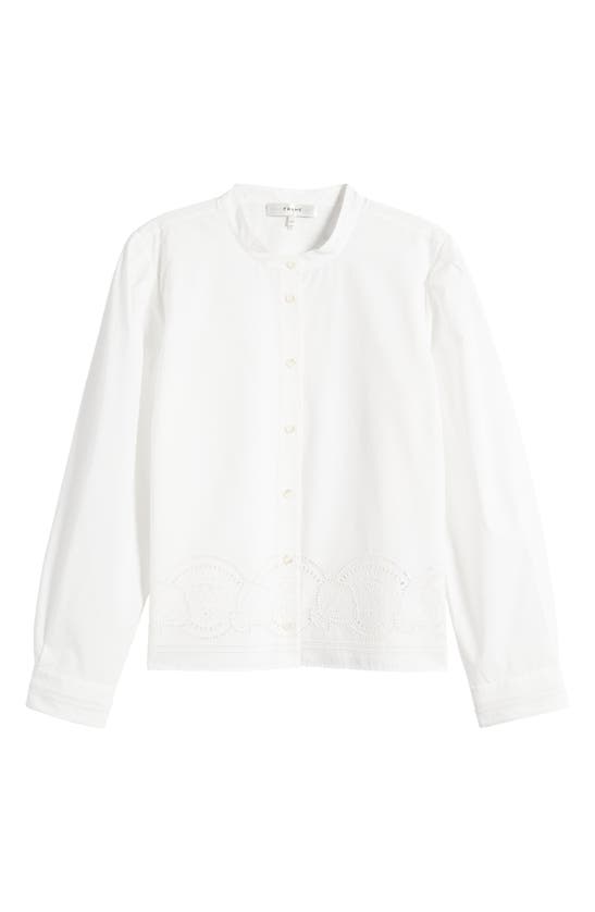Shop Frame Eyelet Accent Cotton Button-up Shirt In White