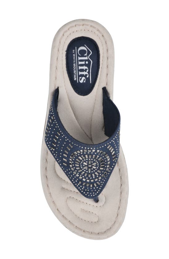 Cliffs By White Mountain Cienna Thong Sandal In Navy Fabric