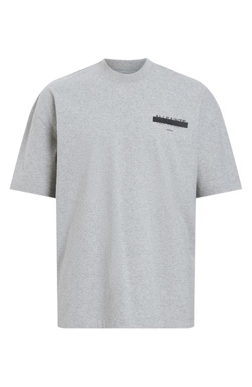 Shop Allsaints Redact Embroidered Graphic T-shirt In Grey Marl