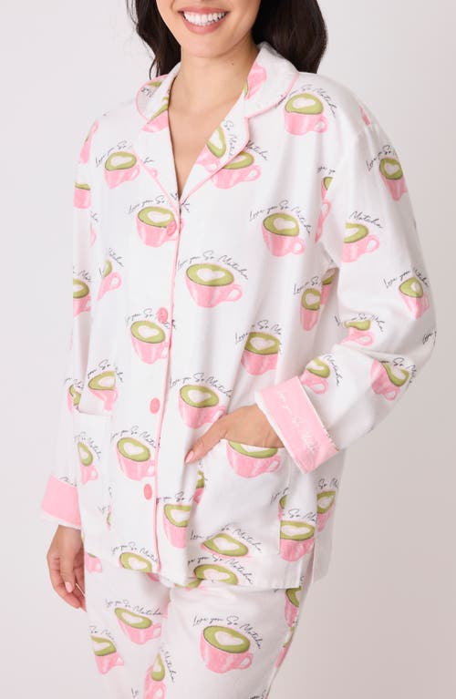 Shop Pj Salvage Print Cotton Flannel Pajamas In White Linen