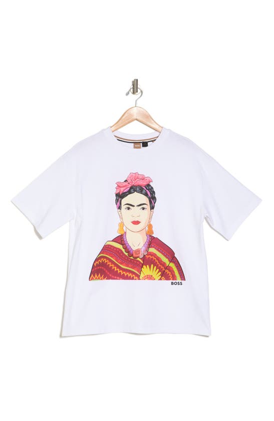 Shop Hugo Boss Boss Frida Kahlo Cotton Graphic T-shirt In White