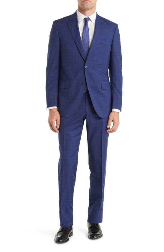 Peter Millar Tailored Fit Plaid Wool Suit In Blue | ModeSens