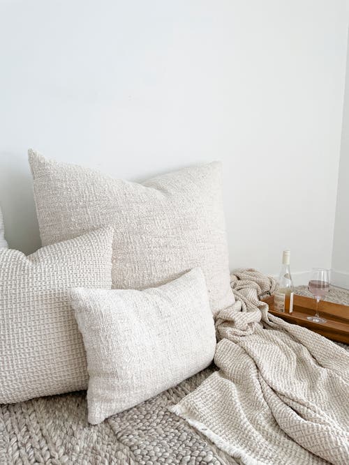 Anaya Cozy Cotton Boucle Euro Pillow With Down Insert In White
