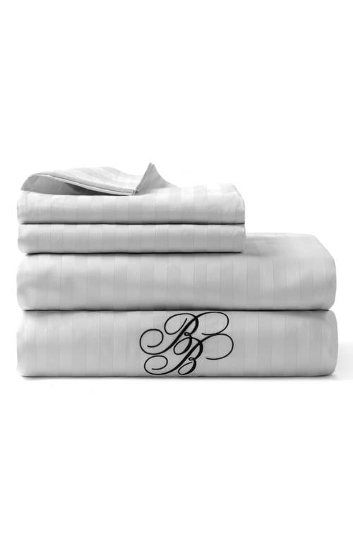 Shop Brooks Brothers Stripe Sateen 300 Thread Count Sheet Set In Grey