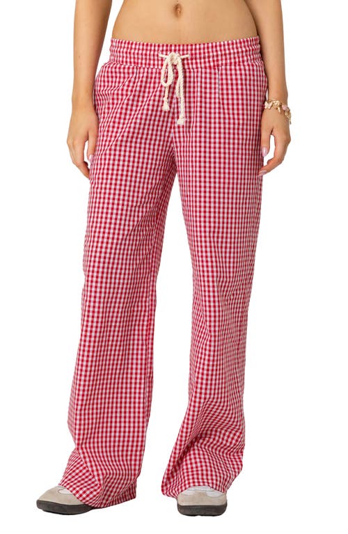 Edikted Taya Gingham Pants In Red
