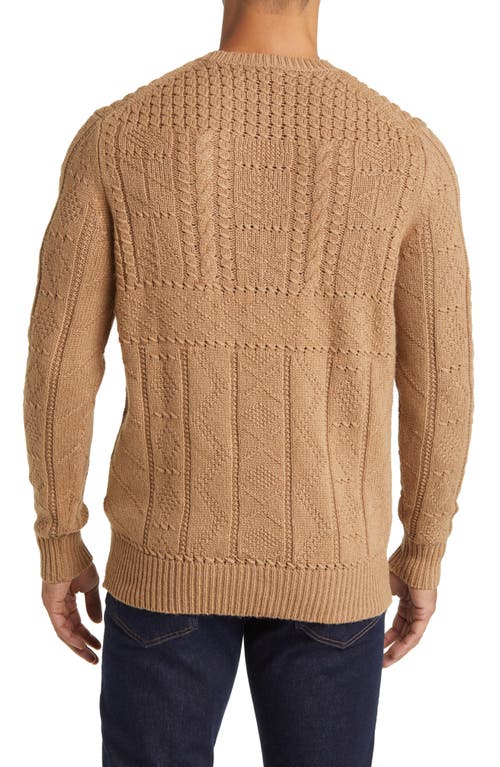 Brooks Brothers Camel Hair Cable Knit Crewneck Sweater | Brown | Size Medium In Brown