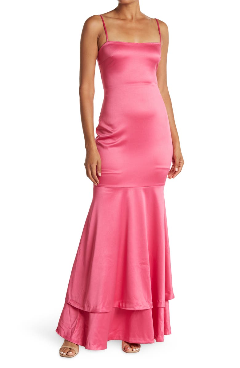 LIKELY Aurora Satin Trumpet Gown, Main, color, FUCHSIA