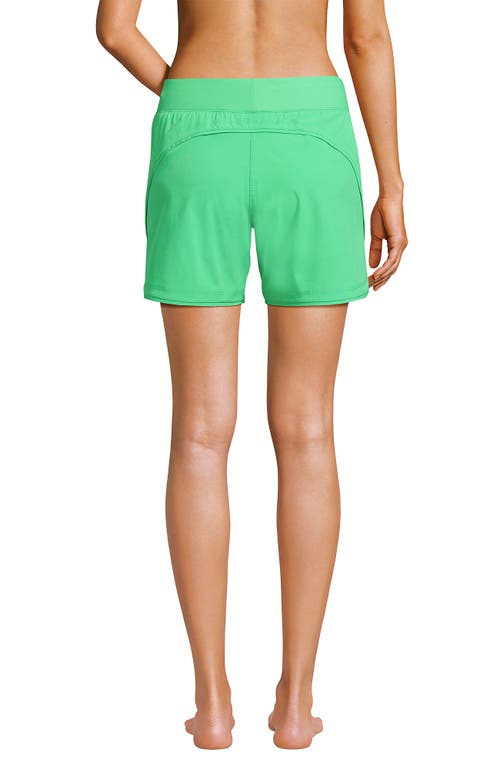 Shop Lands' End 5" Quick Dry Elastic Waist Board Shorts Swim Cover-up Shorts With Panty In Wintergreen