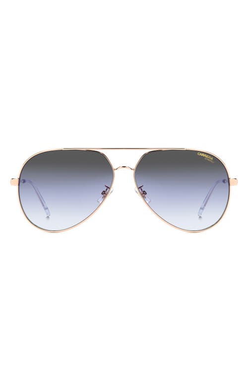 63mm Polarized Oversize Aviator Sunglasses in Gold Blue/Grey Shaded Blue