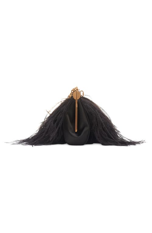 Dolce & Gabbana Dolce&gabbana Marlene Feather Trim Shoulder Bag In 8b956 Nero/nero