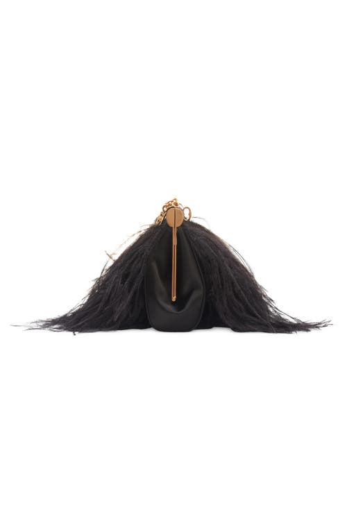 Shop Dolce & Gabbana Dolce&gabbana Marlene Feather Trim Shoulder Bag In 8b956 Nero/nero