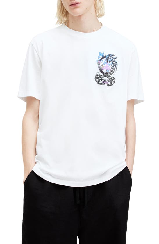 Shop Allsaints Freed Oversize Graphic T-shirt In Optic White