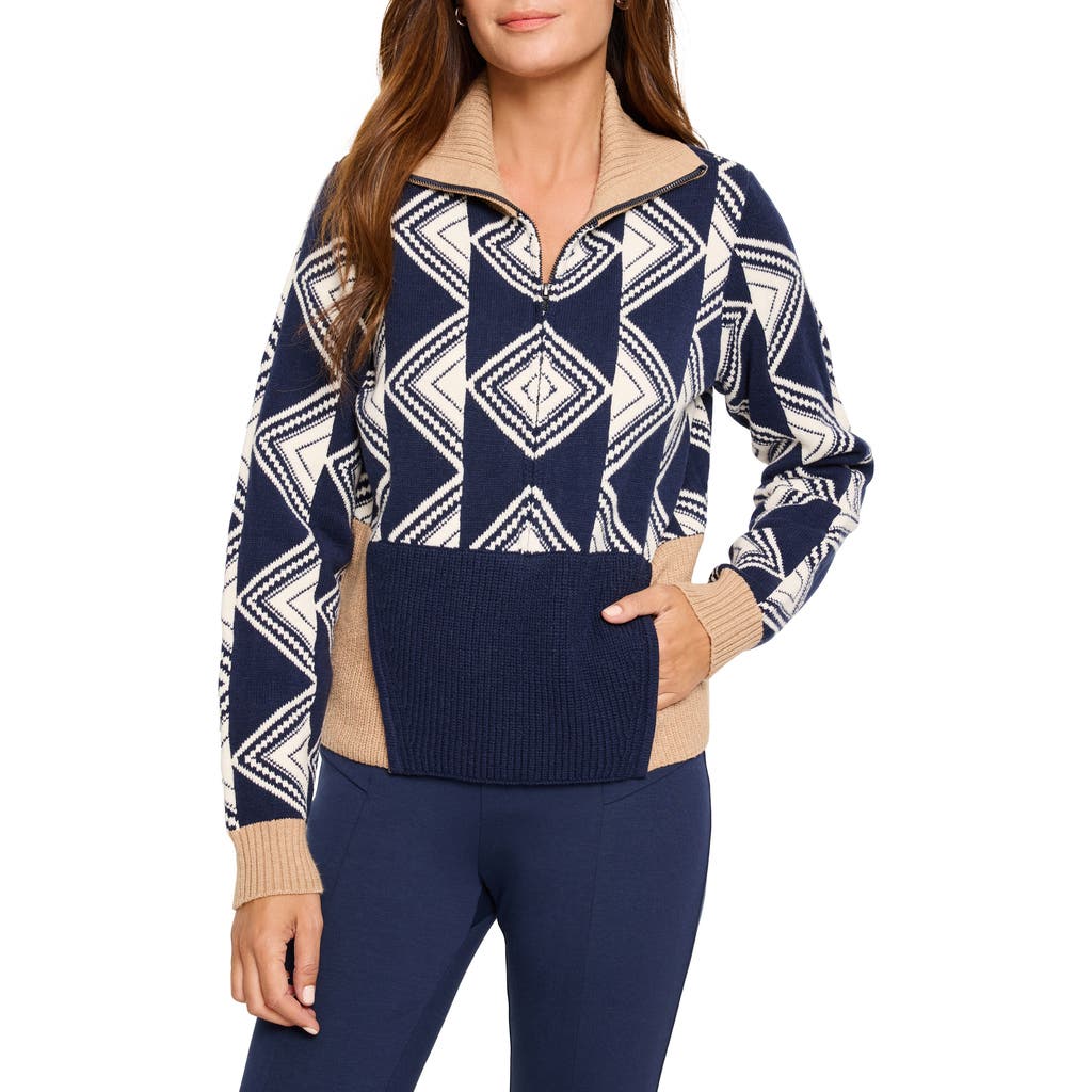 Nz Active By Nic+zoe Double Diamond Half Zip Sweater In Indigo Multi