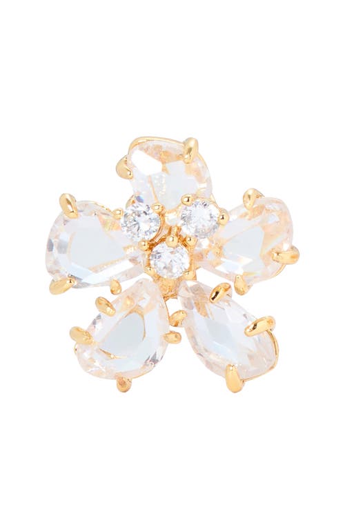 Shop Kate Spade New York Flower Stud Earrings In Clear/gold