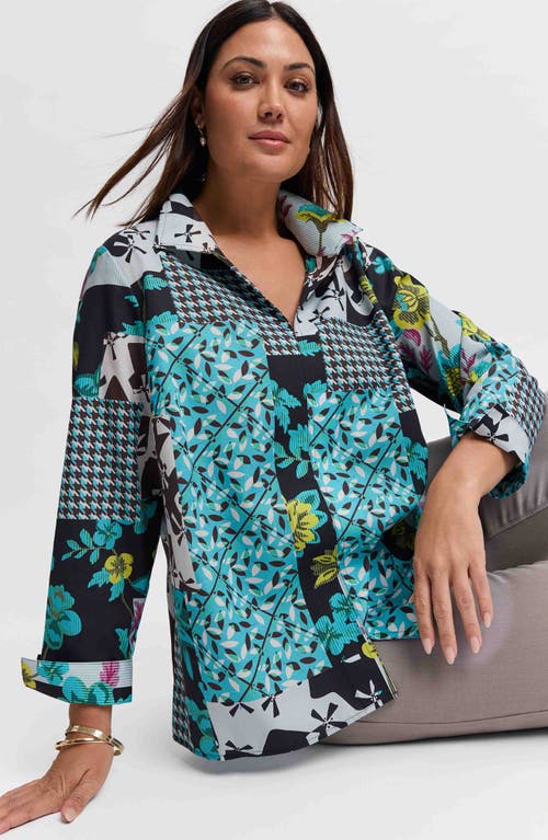 Shop Foxcroft Agnes Cotton Sateen Popover Top In Green