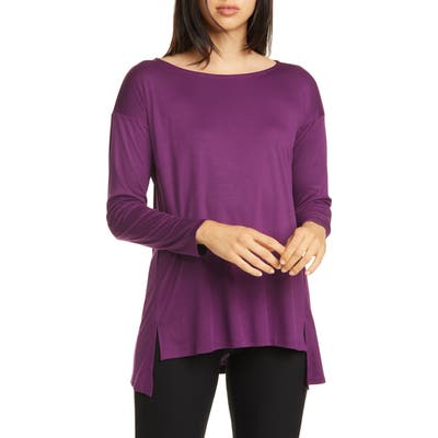 Eileen Fisher Ballet Neck Long Sleeve Top, Purple