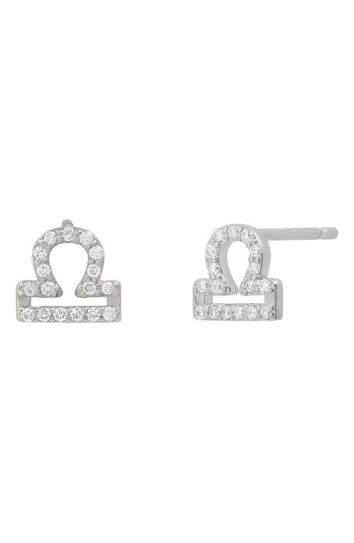 Zodiac Diamond Stud Earrings in 14K White Gold - Libra