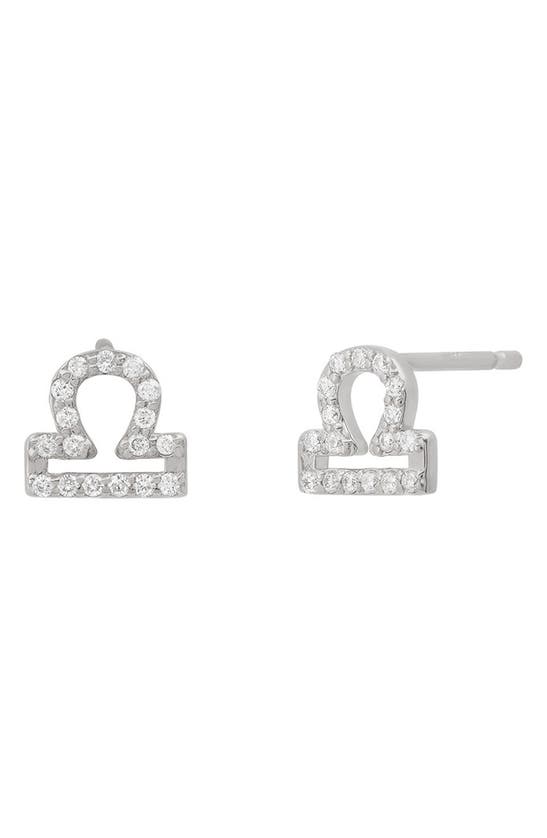 Shop Bychari Zodiac Diamond Stud Earrings In 14k White Gold - Libra