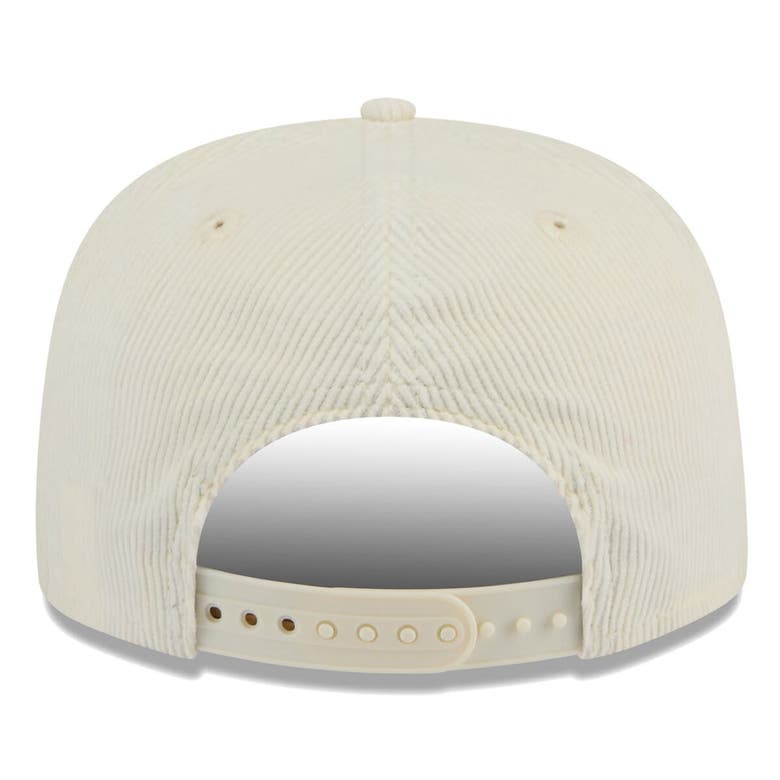 Shop New Era Cream Los Angeles Lakers Team Bar Lightweight Corduroy Golfer Snapback Hat