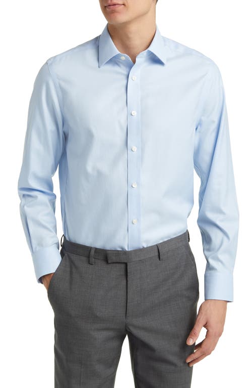 Slim Fit Non-Iron Cotton Twill Dress Shirt in Sky Blue