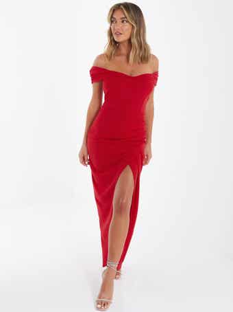 Alex ruffle maxi dress bardot clearance