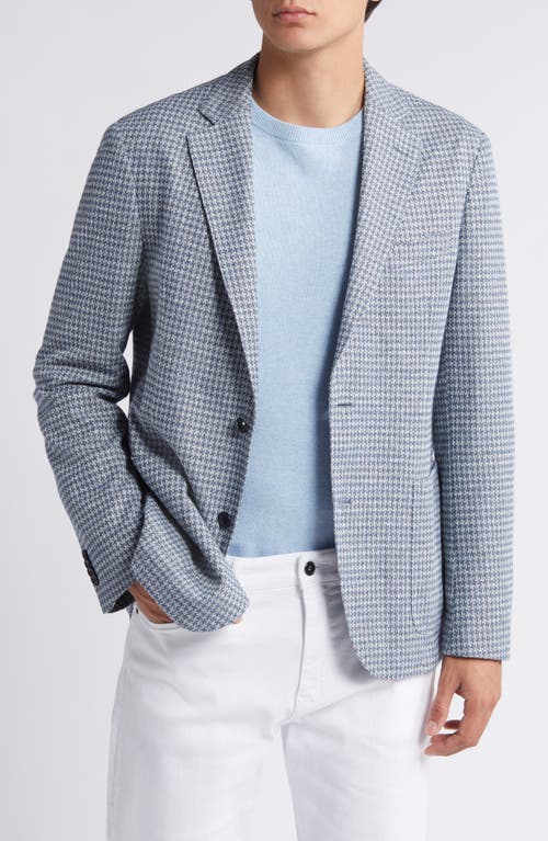 BOSS Hanry Houndstooth Linen & Cotton Blend Sport Coat Bright Blue at Nordstrom,