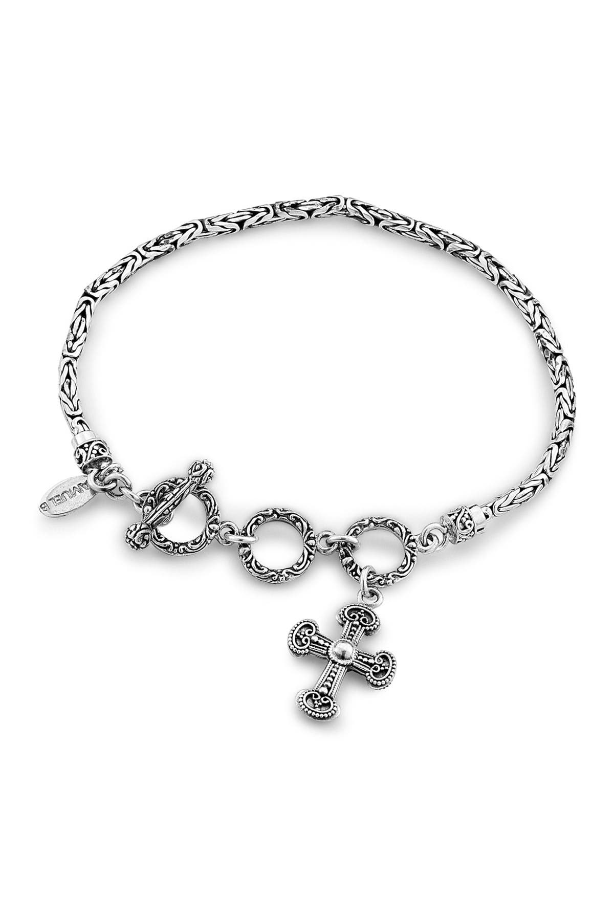 Samuel B Jewelry | Sterling Silver Cross Charm Adjustable Bracelet ...