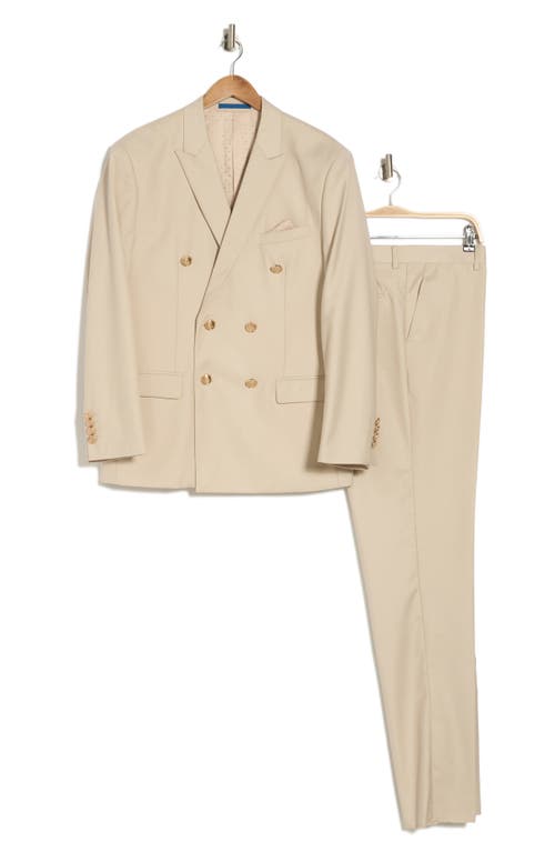 Gino Vitale Slim Fit Solid Double Breasted Suit In Light Beige